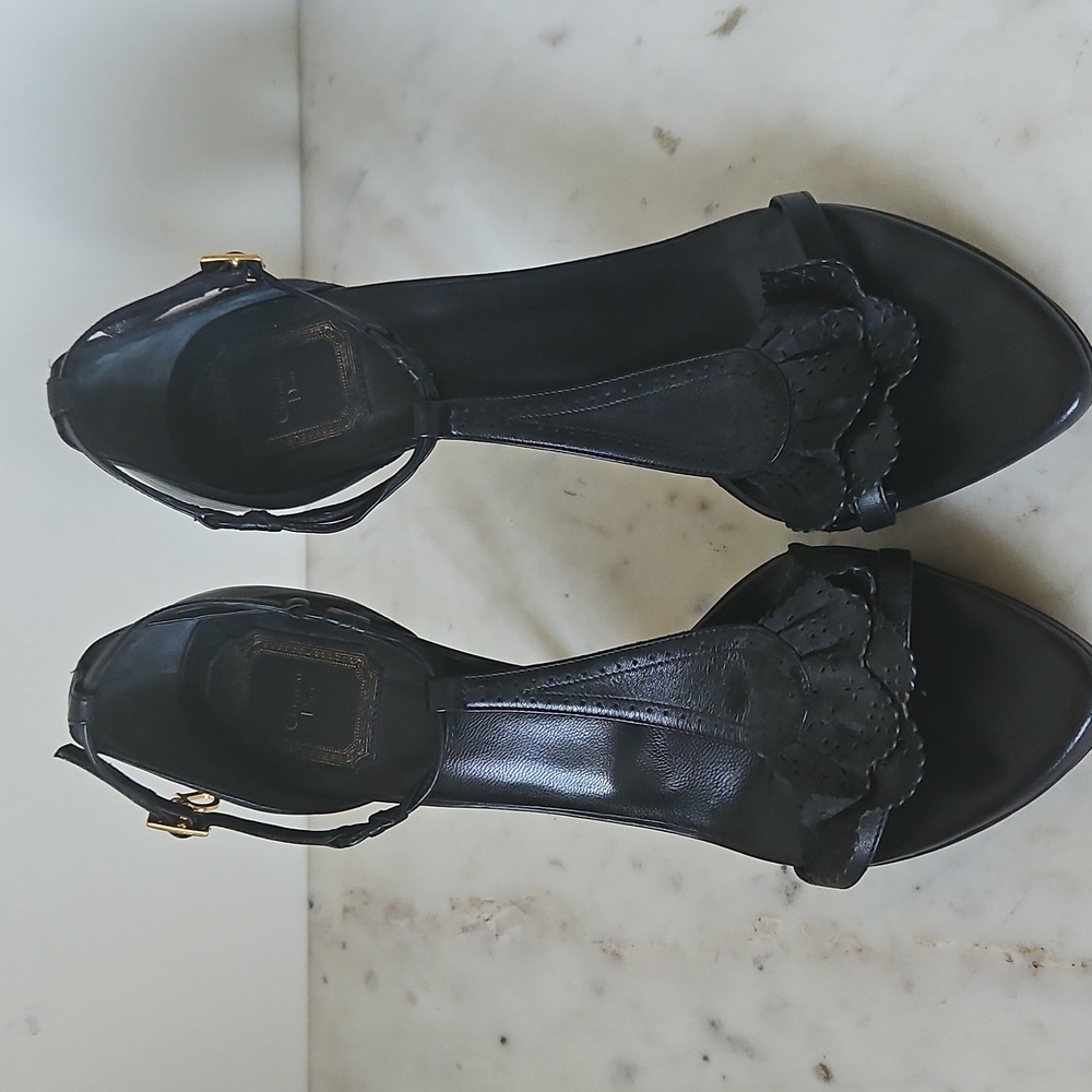 DIOR: Logo Charm And Ruffle Heels - Picture 3 of 10